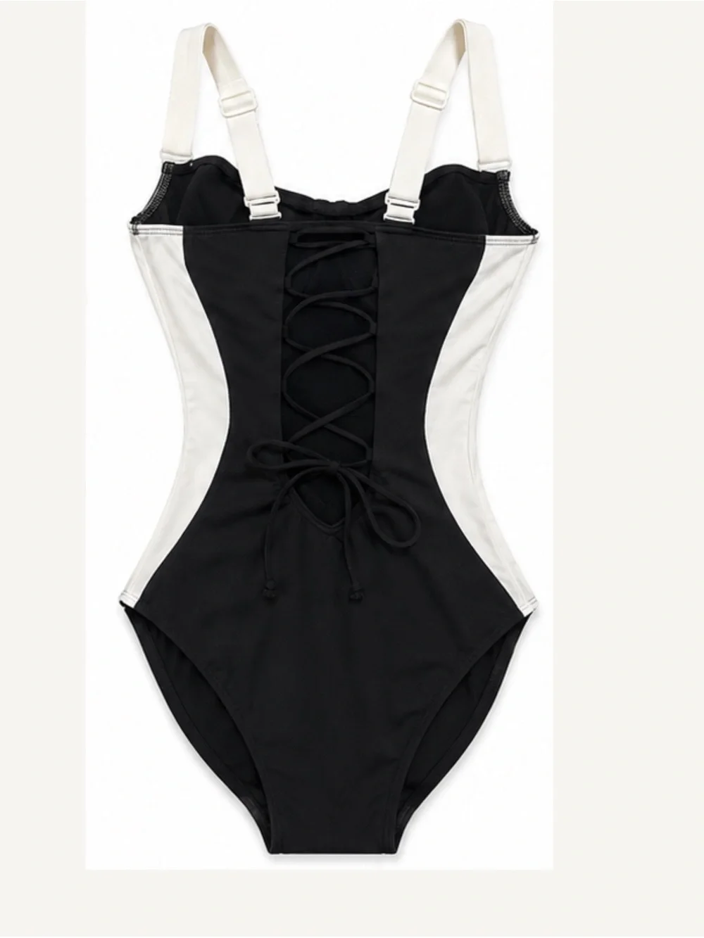 NWT TA3 Lifty Contour Black & White Lace-Back OnePiece Swimsuit XS/Reg/Long D/DD